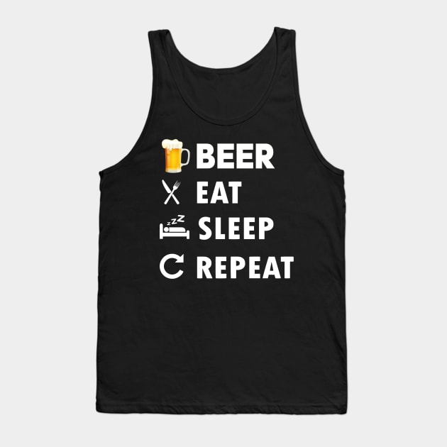 Beer eat sleep repeat Tank Top by TEEPHILIC